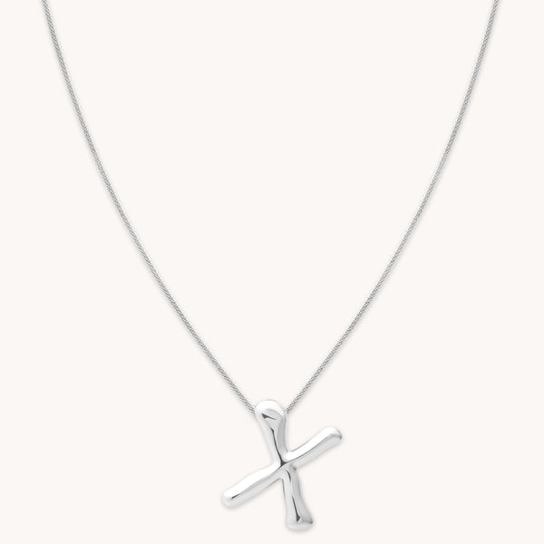 astrid & miyu X Initial Bold Pendant Necklace in Silver
