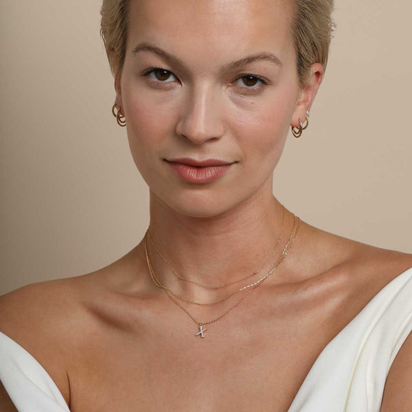 Astrid & Miyu X Initial Pavé Pendant Necklace In Gold