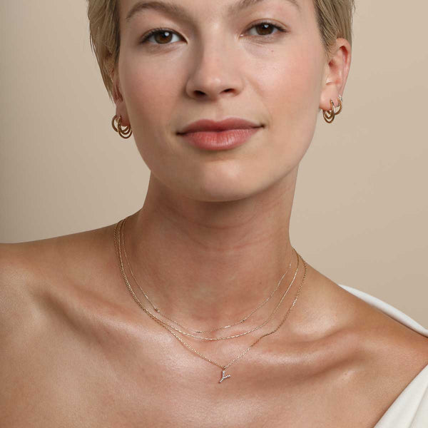 Astrid & Miyu Y Initial Pavé Pendant Necklace In Gold
