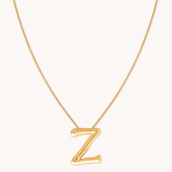 astrid & miyu Z Initial Bold Pendant Necklace in Gold