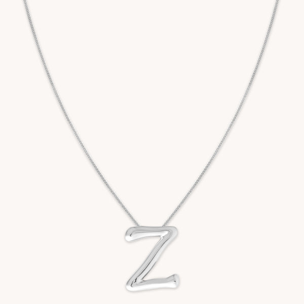 astrid & miyu Z Initial Bold Pendant Necklace in Silver
