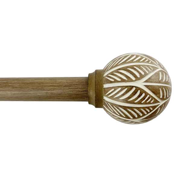 at home 1" Wood Finish Etched Ball Curtain Rod 36-72"
