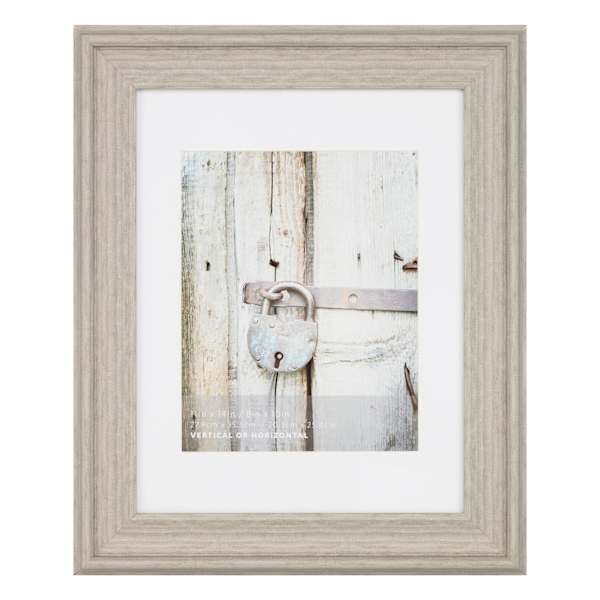 at home 11x14 Matted to 8x10 Scoop Profile White Mat Wall Frame Light Grey