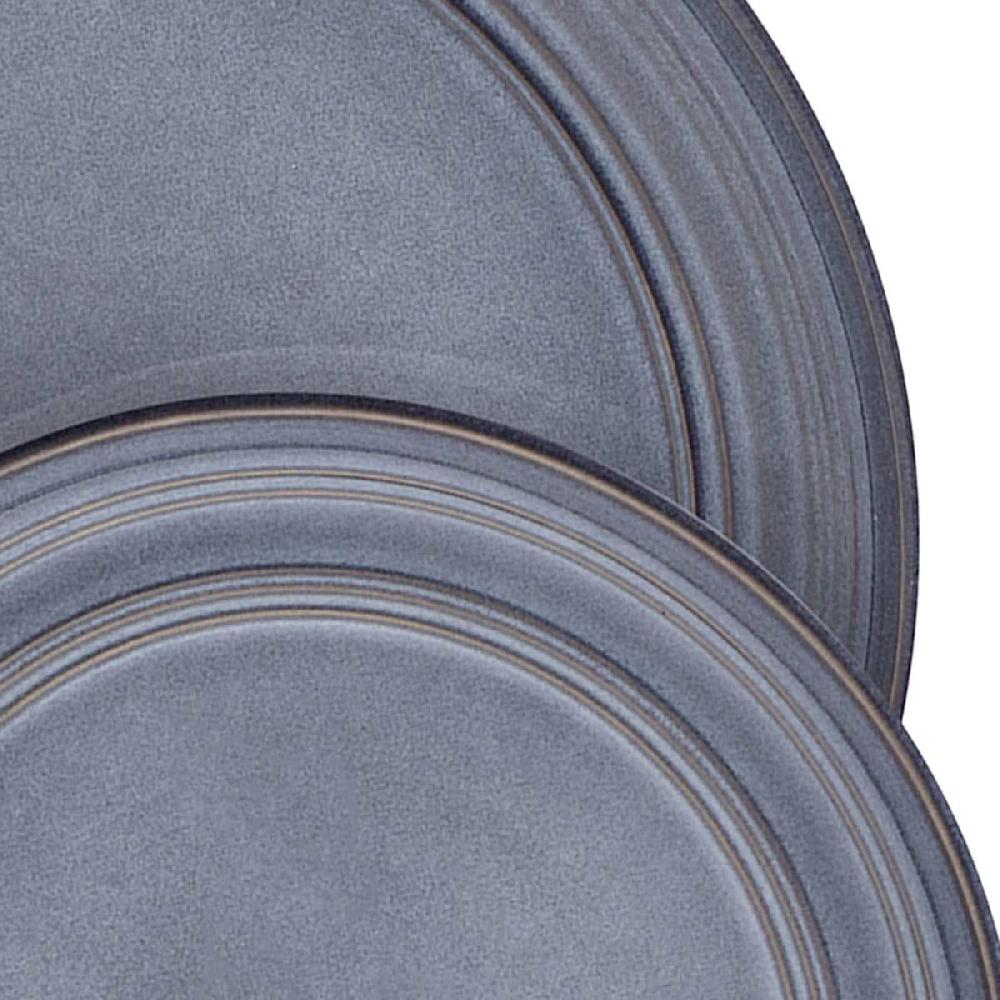 At Home 12-Piece Drea Blue Stoneware Dinnerware Set