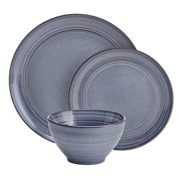 at home 12-Piece Drea Blue Stoneware Dinnerware Set