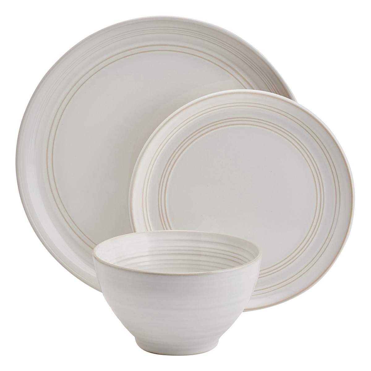 At Home 12-Piece Drea White Stoneware Dinnerware Set