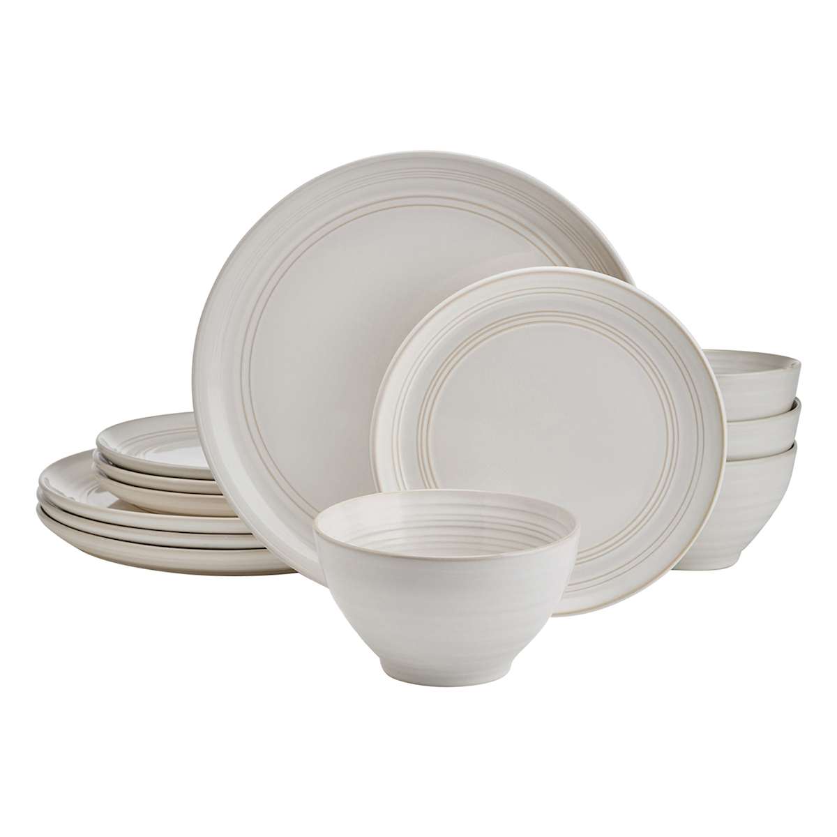 At Home 12-Piece Drea White Stoneware Dinnerware Set