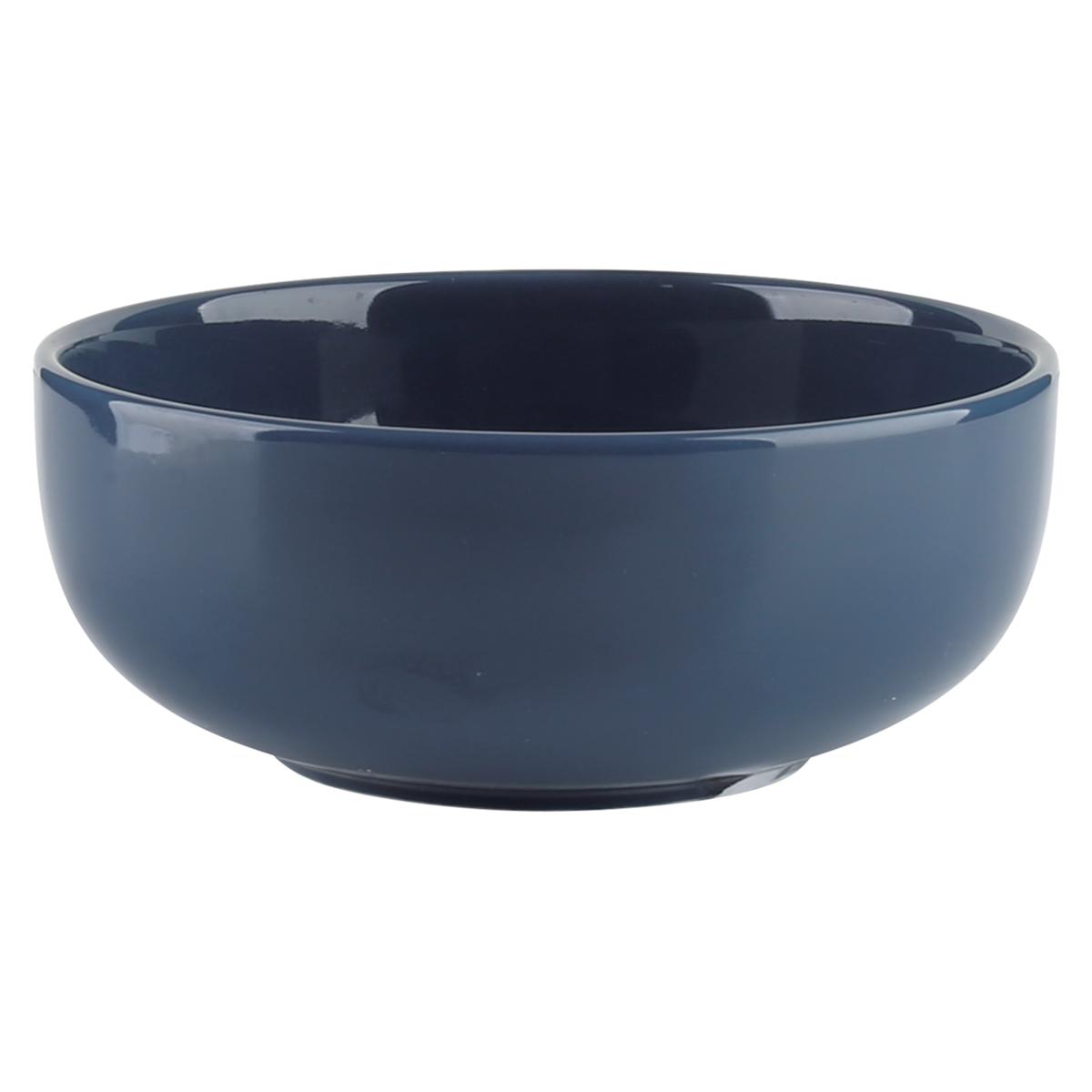 At Home 12-Piece Stoneware Dinnerware Set Glossy Dark Blue