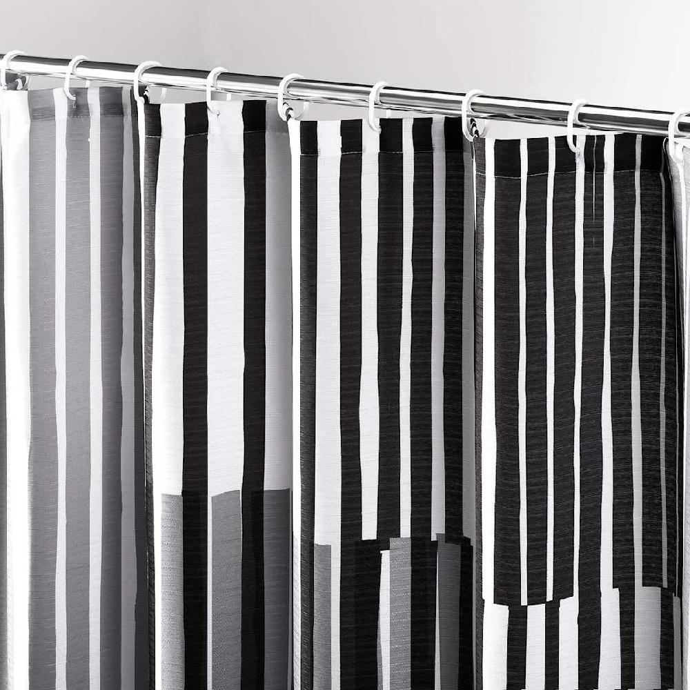At Home 13-Piece Lane Black Multi Stripe Shower Curtain Set 70x72