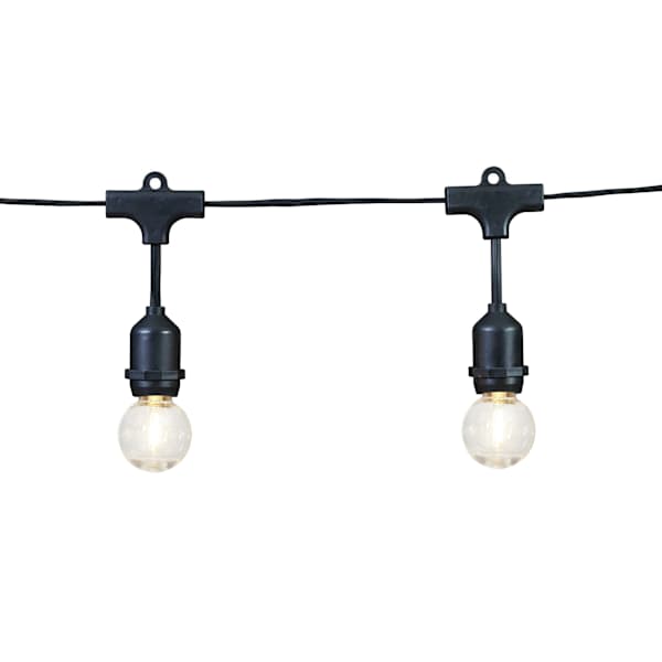 at home 15-Count Solar LED G40 Filament Globe String Lights with Black Commercial Wire