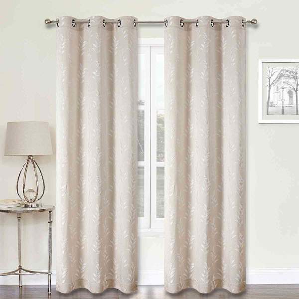 at home 2-Pack Aziel Beige Light Filtering Grommet Curtain Panel Set 95"
