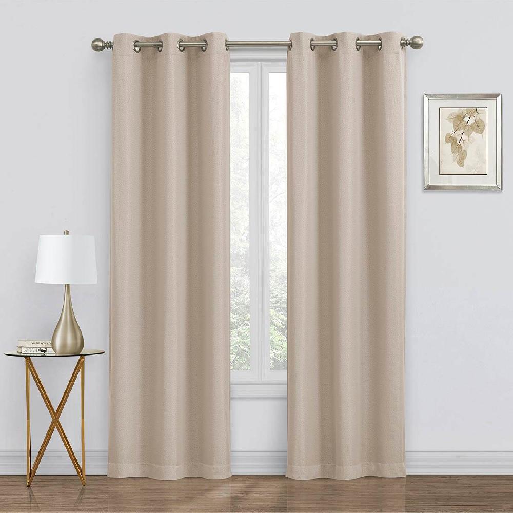 At Home 2-Pack Beige Blackout Grommet Curtain Panels 84"