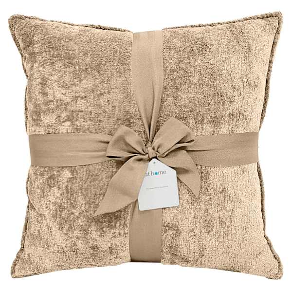 at home 2-Pack Beige Textured Chenille Throw Pillows 18"