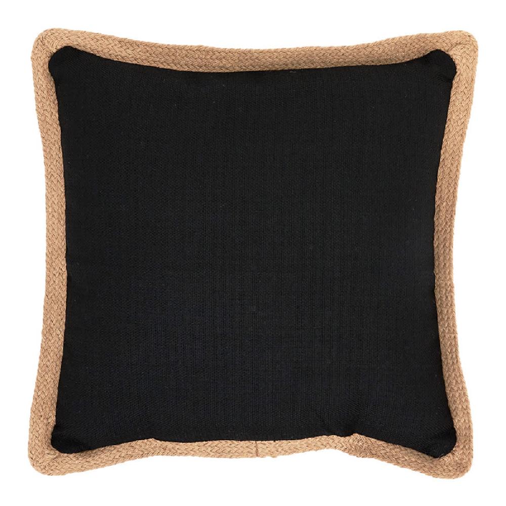 At Home 2-Pack Black Jute Trim Outdoor Throw Pillow 18"