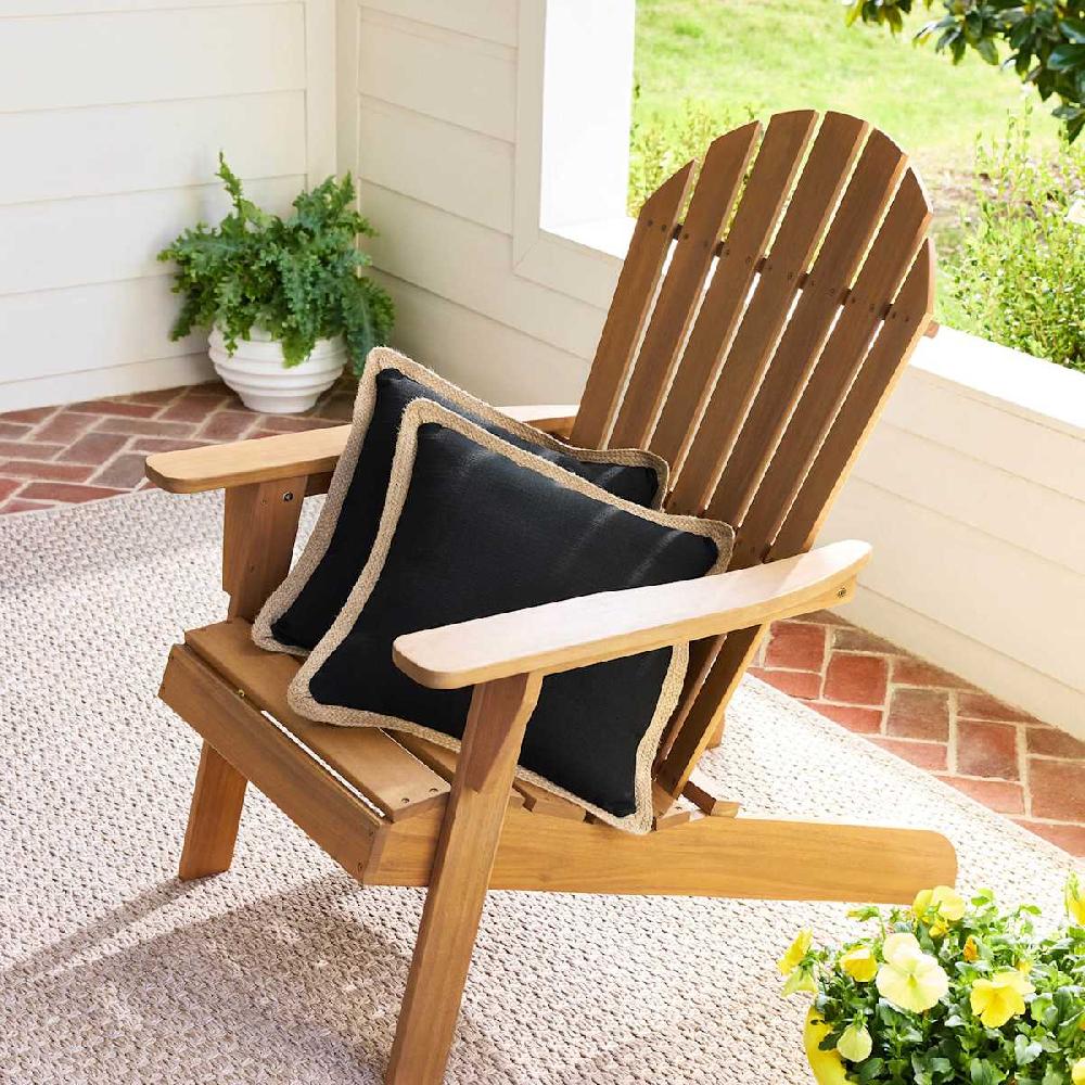 At Home 2-Pack Black Jute Trim Outdoor Throw Pillow 18"