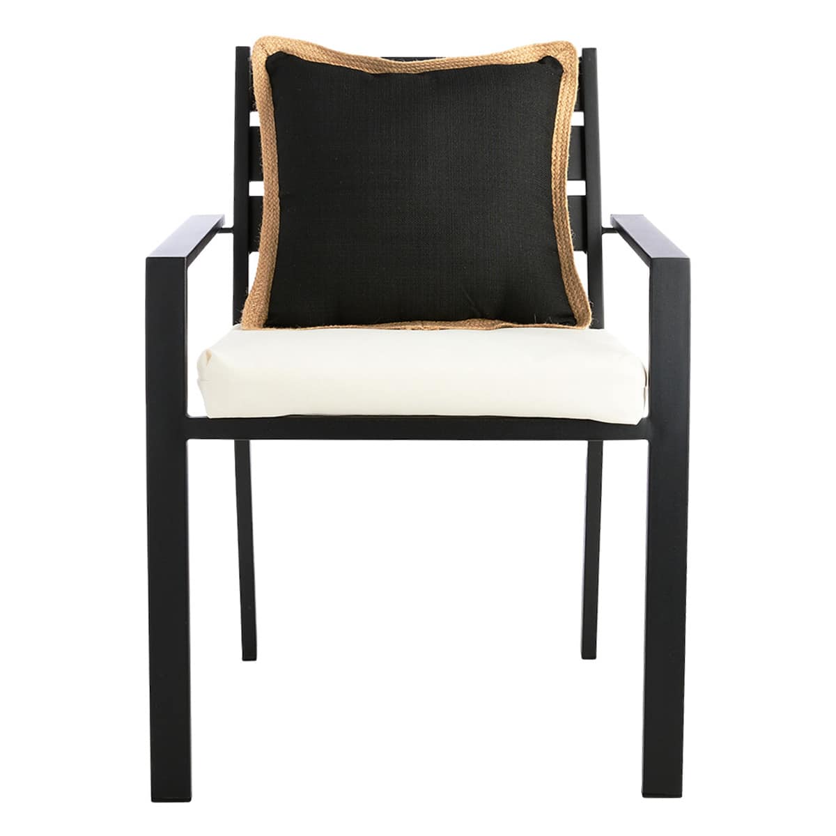 At Home 2-Pack Black Jute Trim Outdoor Throw Pillow 18"