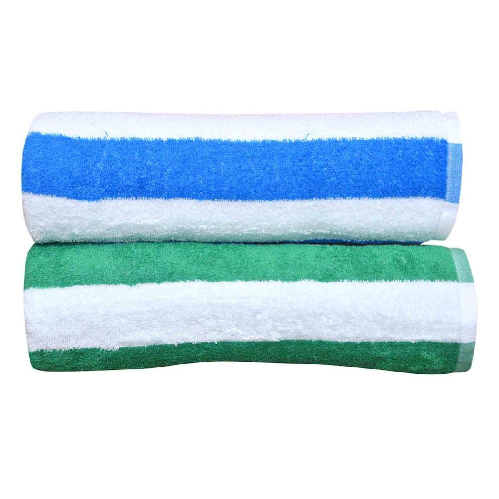 At Home 2-Pack Cabana Blue & Green Stripe Beach Towels 28x58