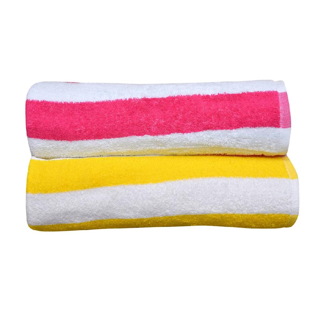 At Home 2-Pack Cabana Yellow & Pink Stripe Beach Towel 28x58