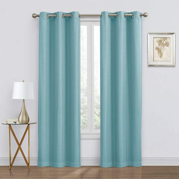 at home 2-Pack Denver Aqua Blackout Grommet Curtain Panels 84"