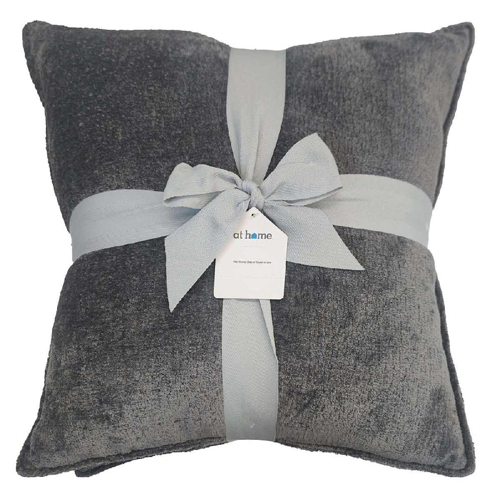 At Home 2-Pack Grey Textured Chenille Throw Pillows 18"