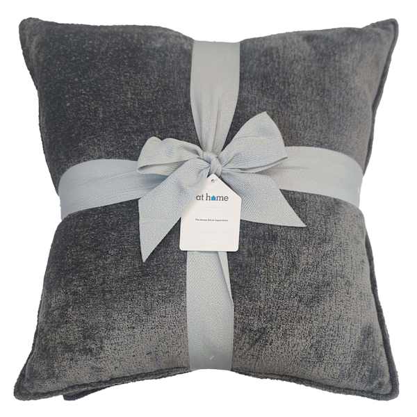 at home 2-Pack Grey Textured Chenille Throw Pillows 18"