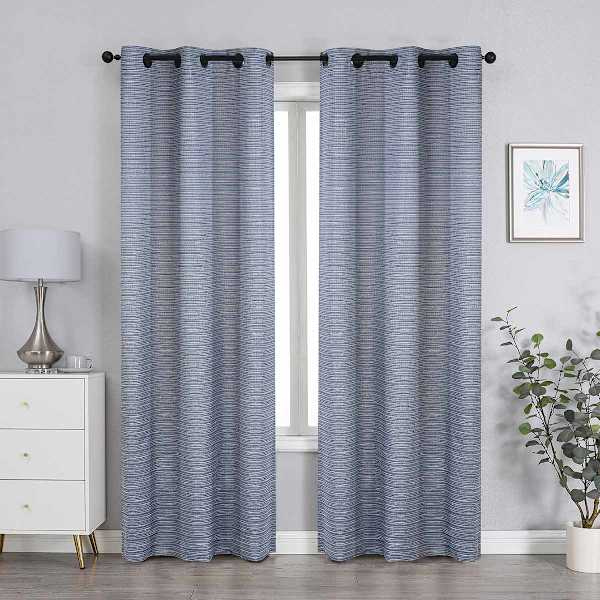at home 2-Pack Navy Blue Magnetic Closure Blackout Curtain Panels 63"