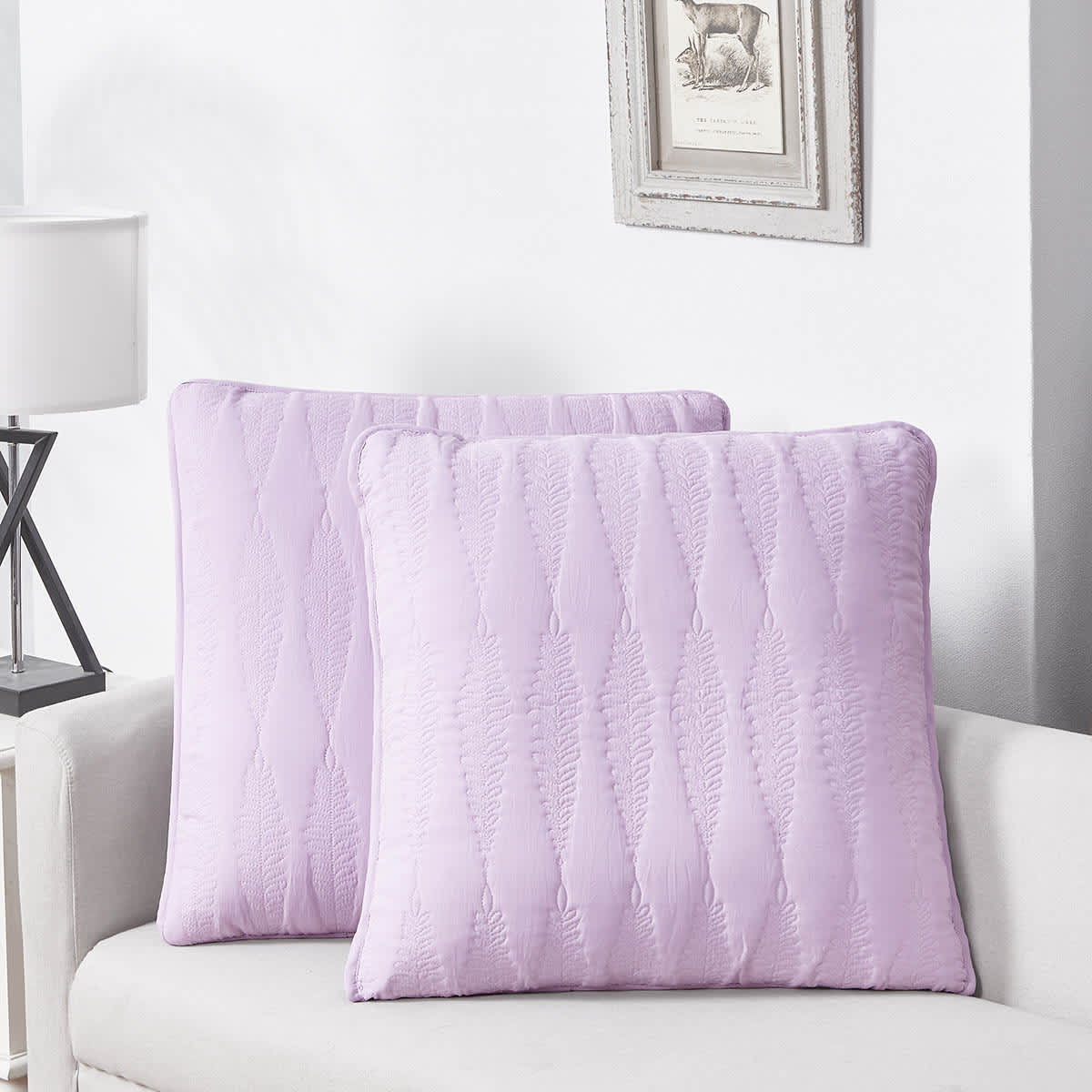 At Home 2-Pack Purple Embroidered Washed Microfiber Throw Pillows 18"