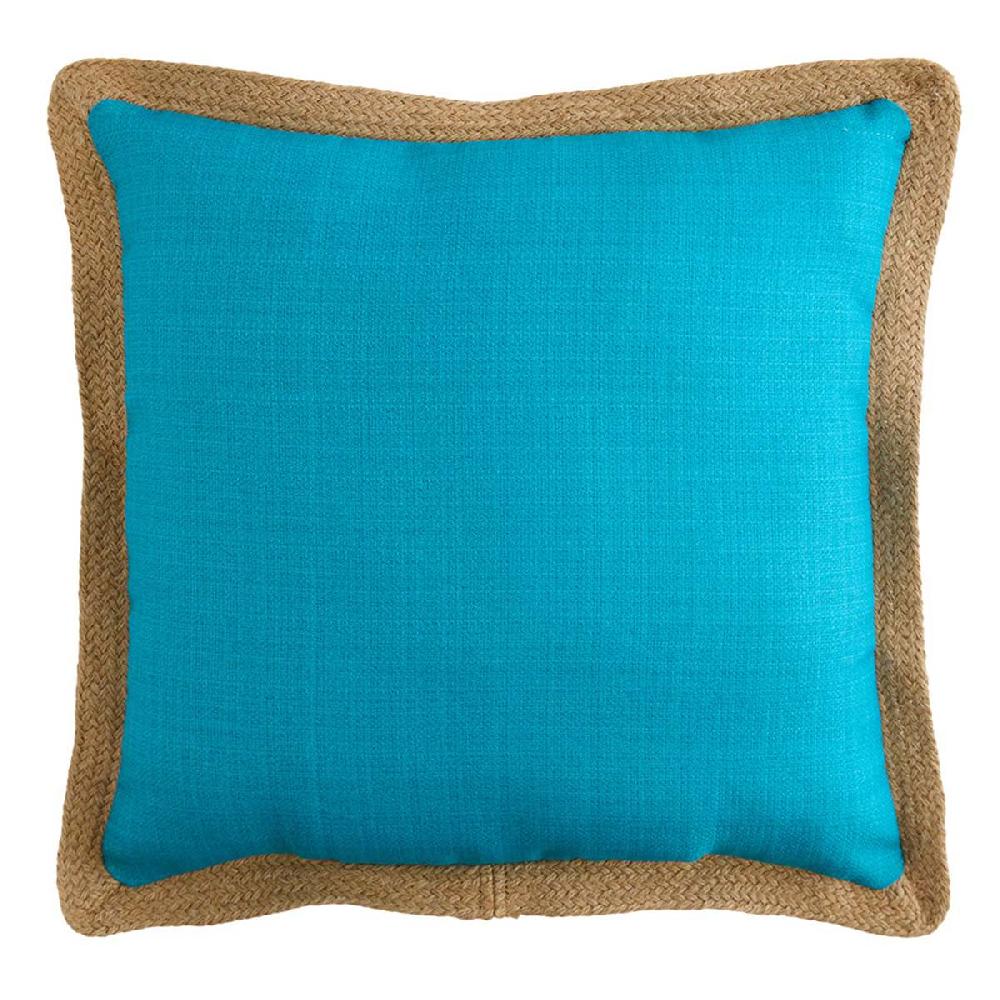 At Home 2-Pack Turquoise Jute Trim Outdoor Throw Pillow 18"