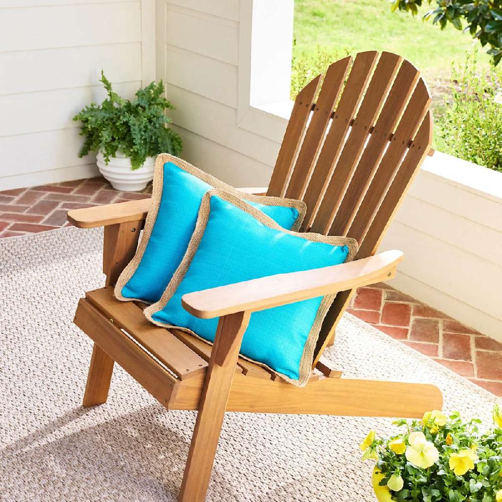 At Home 2-Pack Turquoise Jute Trim Outdoor Throw Pillow 18"