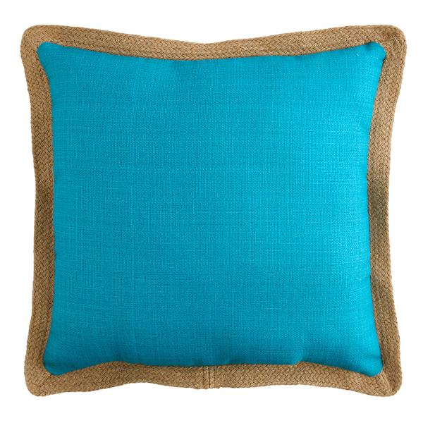 at home 2-Pack Turquoise Jute Trim Outdoor Throw Pillow 18"