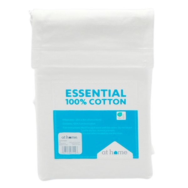 at home 2-Pack White 200 Thread Count Brushed Cotton Pillowcase Set Standard