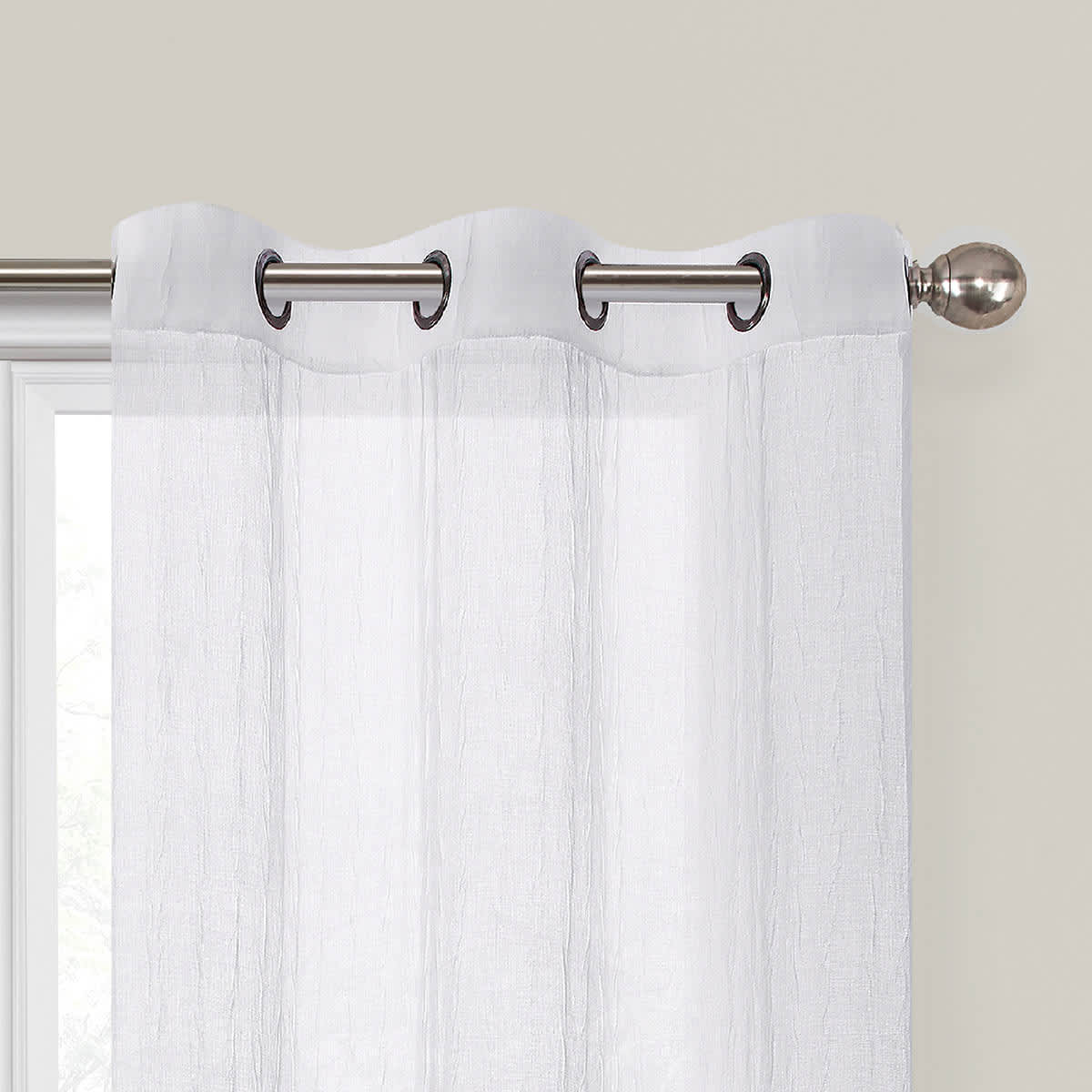 At Home 2-Pack White Crushed Sheer Grommet Curtain Panels 95"