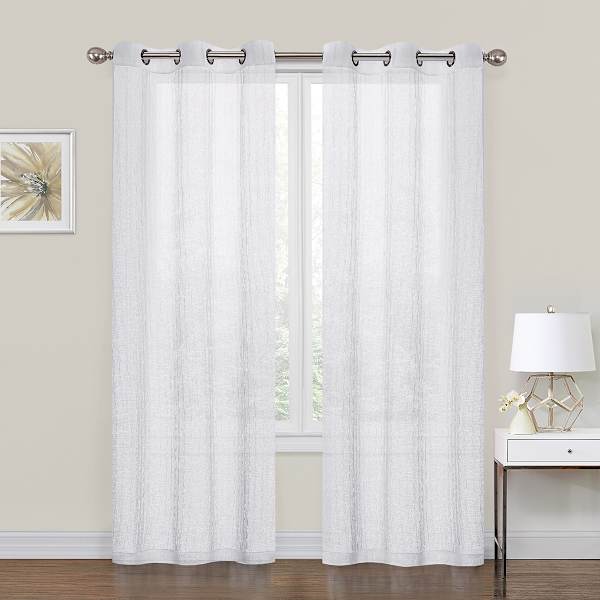 at home 2-Pack White Crushed Sheer Grommet Curtain Panels 95"