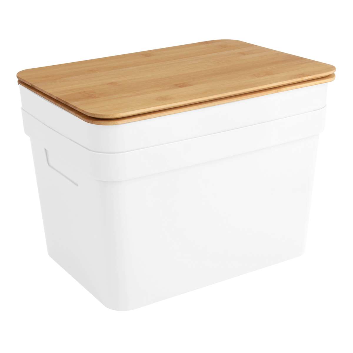 At Home 2-Pack White Storage Bin With Bamboo Lid 15l