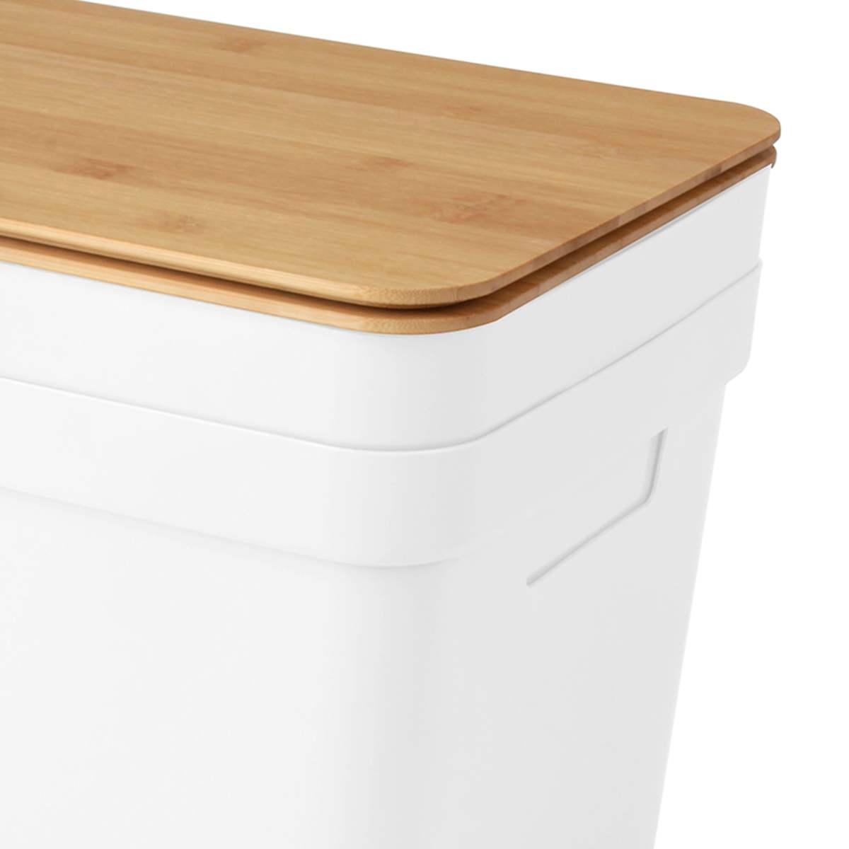 At Home 2-Pack White Storage Bin With Bamboo Lid 15l