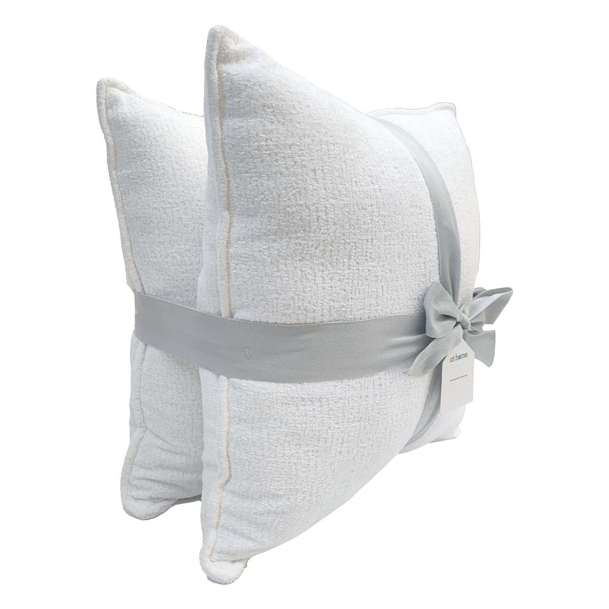 At Home 2-Pack White Textured Chenille Throw Pillows 18"