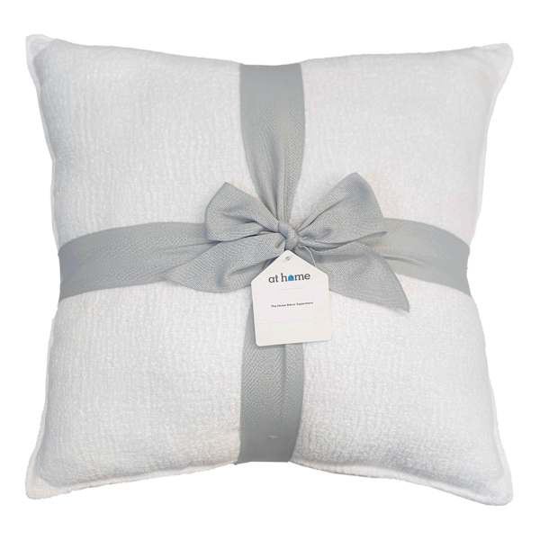 at home 2-Pack White Textured Chenille Throw Pillows 18"