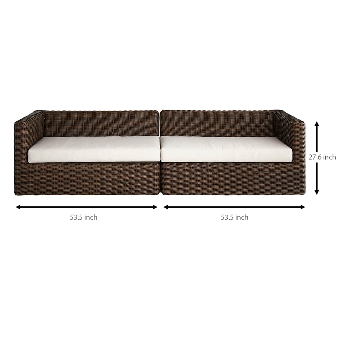 At Home 2-Piece Highland Brown Wicker With Sand Cushions Patio Sofa