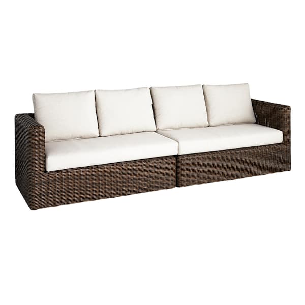 at home 2-Piece Highland Brown Wicker with Sand Cushions Patio Sofa