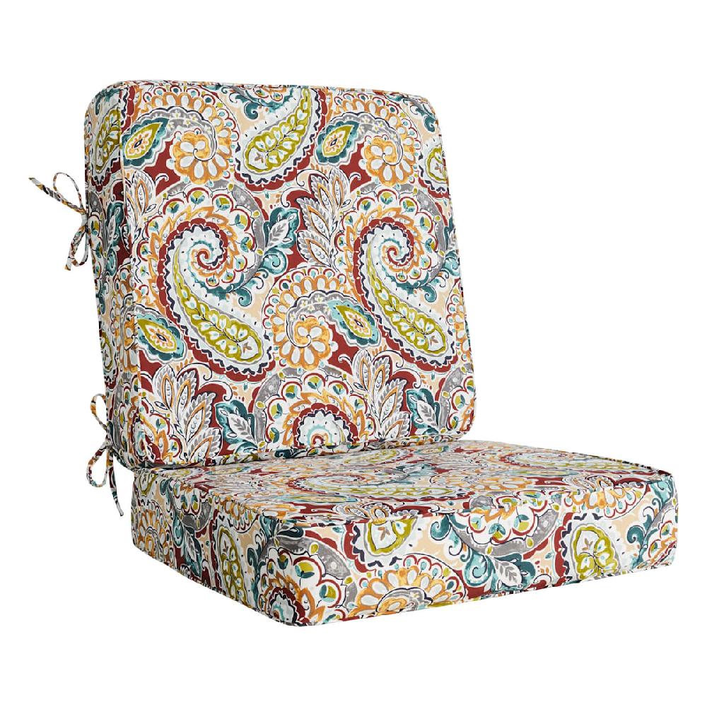 At Home 2-Piece Paisley Chili Outdoor Deep Seat Cushion