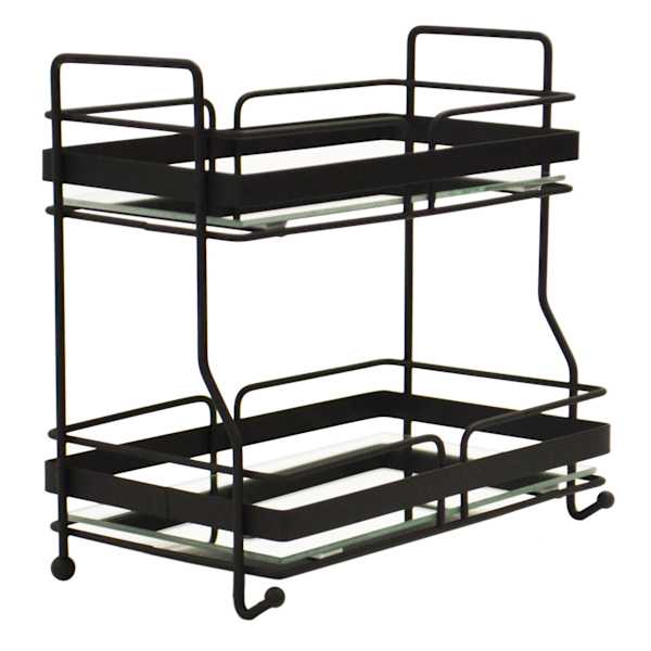 at home 2-Tier Sotto Matte Black Rectangle Mirrored Vanity Tray