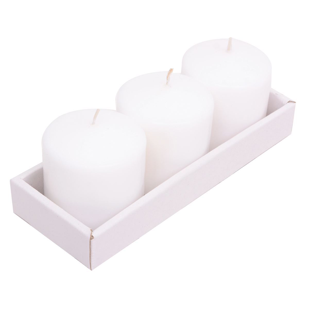 At Home 3-Pack White Unscented Overdip Pillar Candles 3"