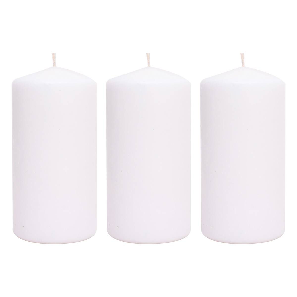 At Home 3-Pack White Unscented Overdip Pillar Candles 5.6"