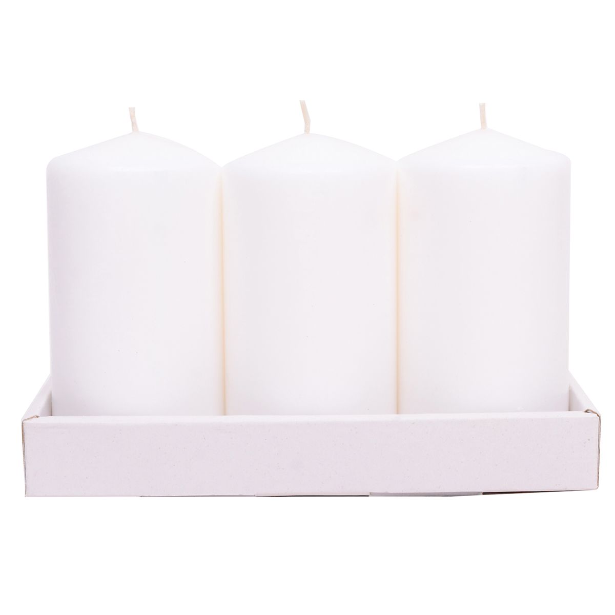 At Home 3-Pack White Unscented Overdip Pillar Candles 5.6"