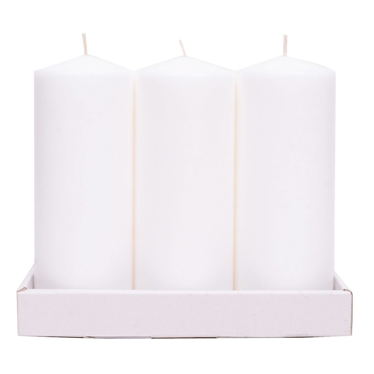 At Home 3-Pack White Unscented Overdip Pillar Candles 7.6"