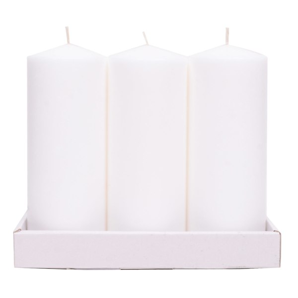 at home 3-Pack White Unscented Overdip Pillar Candles 7.6"