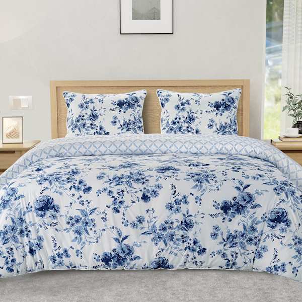 at home 3-Piece Floral Printed Cotton Percale Comforter Set King