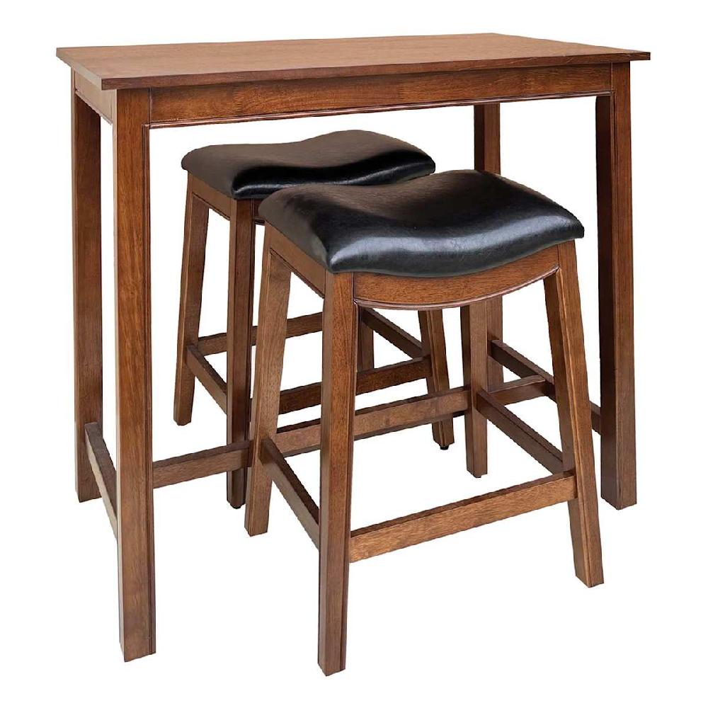 At Home 3-Piece Margot Wooden Pub Set Walnut Finish