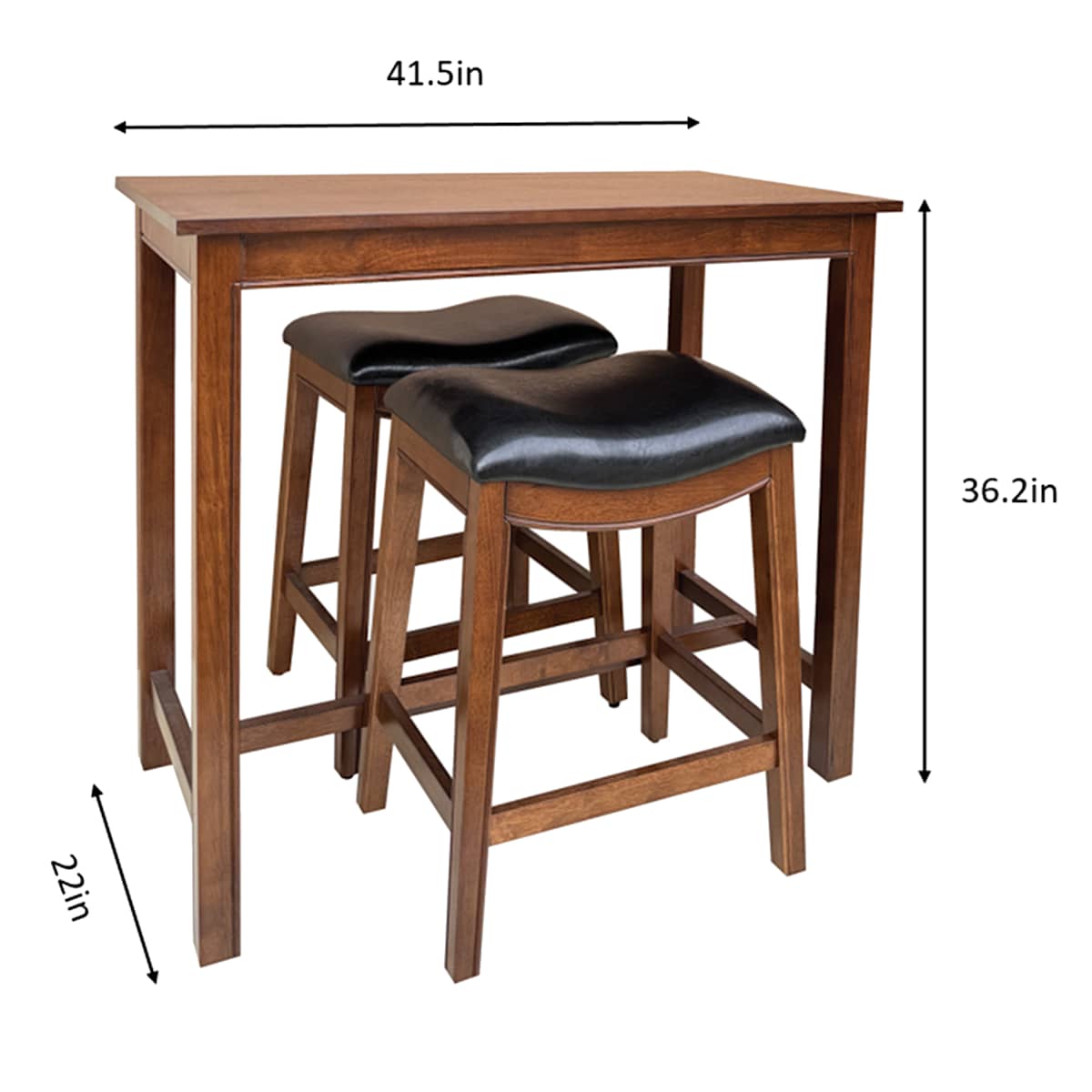 At Home 3-Piece Margot Wooden Pub Set Walnut Finish