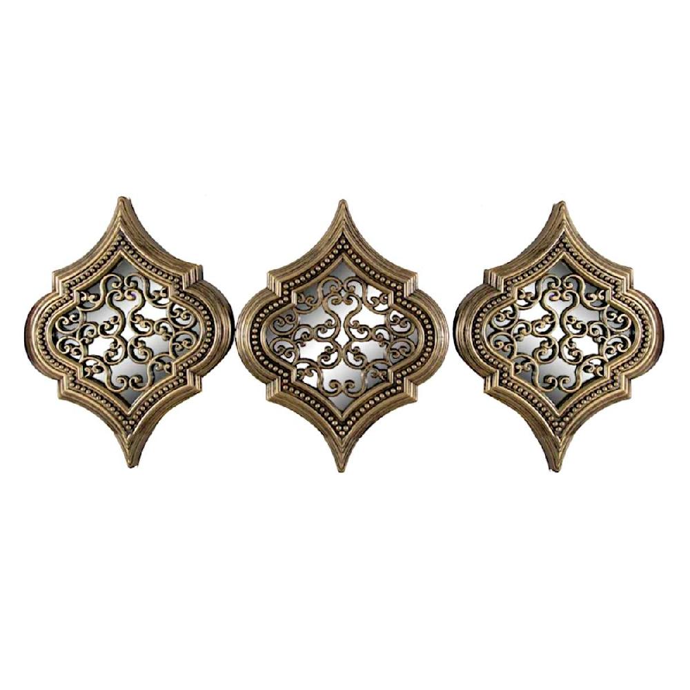 At Home 3-Piece Ornate Bronze Wall Mirror Set 18x24